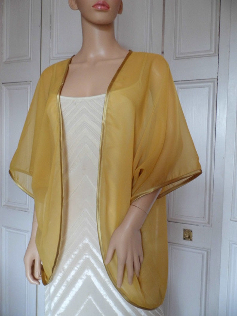 GOLD Chiffon Kimono/jacket/wrap/cover-up/bolero With Satin - Etsy Canada