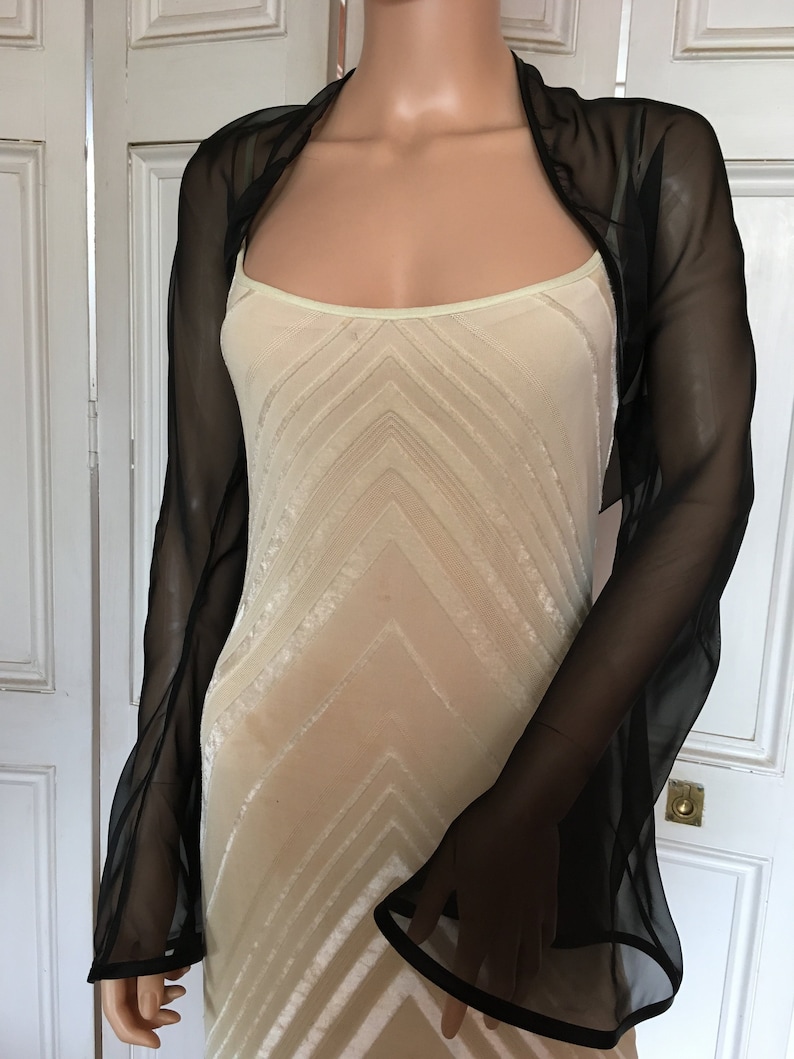 Black chiffon long FLARED sleeve bolero/shrug/jacket with Etsy