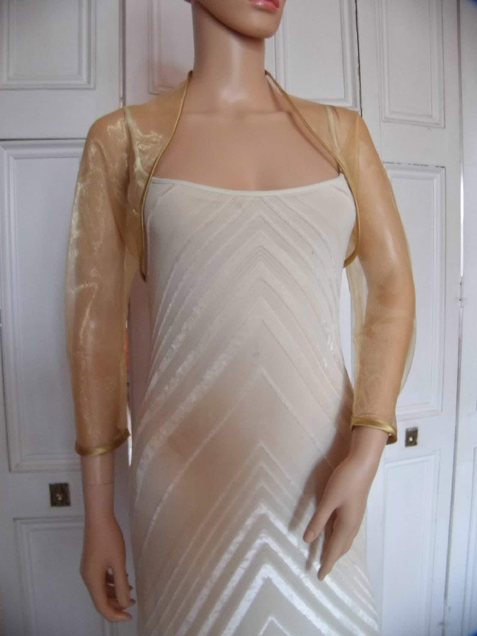 slim fit dress slacks Marcella | Long Sleeve Tatiana Bolero Top in Off White | Women's Size 2XL | Sustainable European Jersey