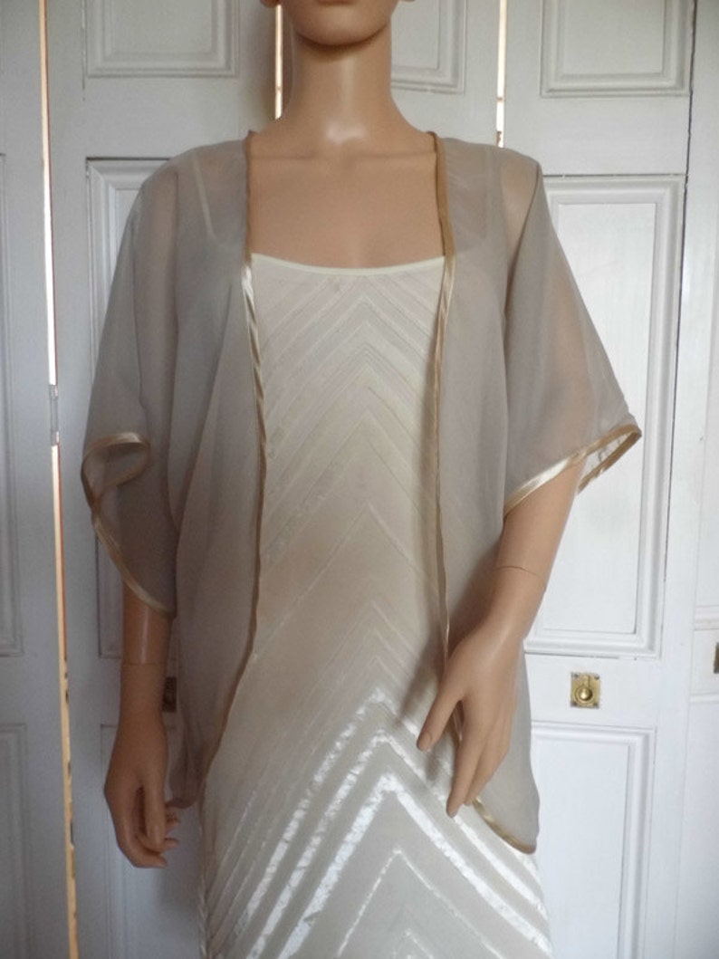 Beige/taupe Chiffon Kimono/jacket/wrap/coverup/bolero With Etsy