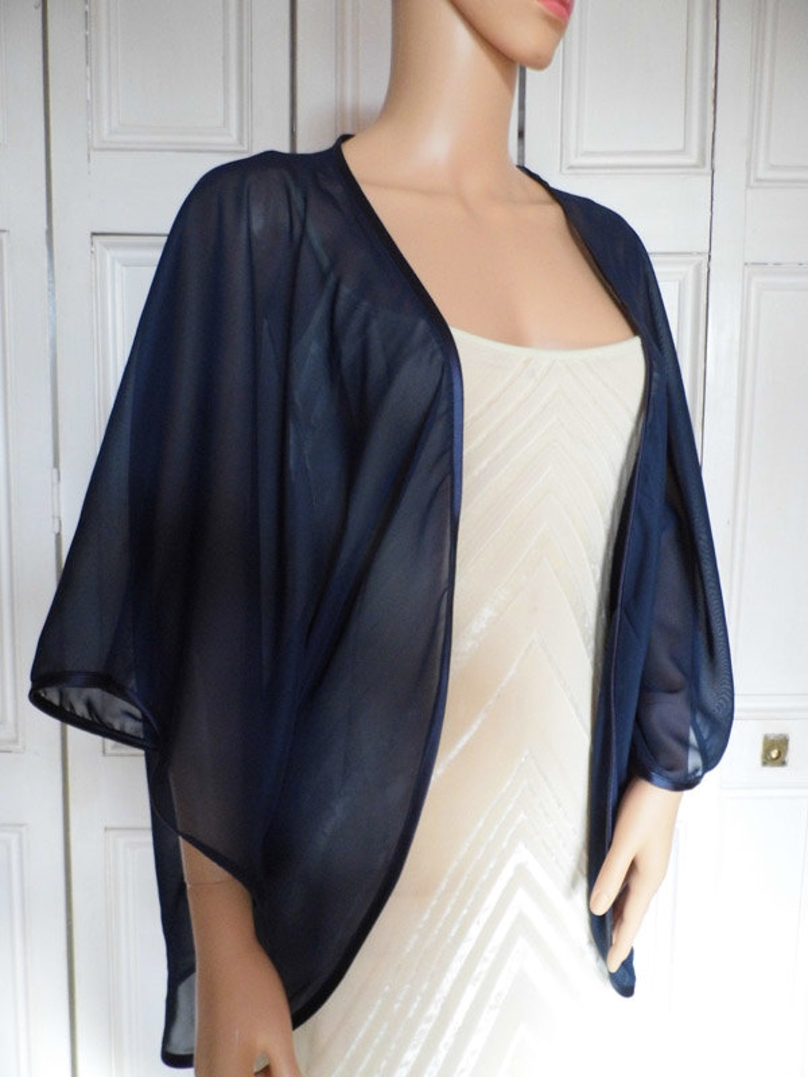 navy blue chiffon wrap