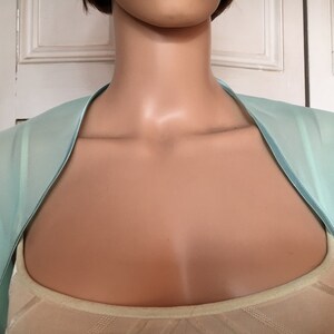 MINT GREEN chiffon ELBOW length sleeve bolero/shrug/jacket with satin edging image 3