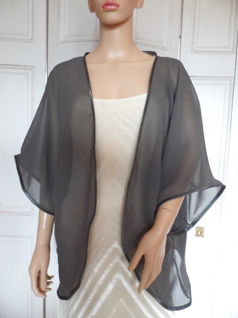 Pewter/grey Chiffon Kimono/jacket/wrap/coverup/bolero With Etsy