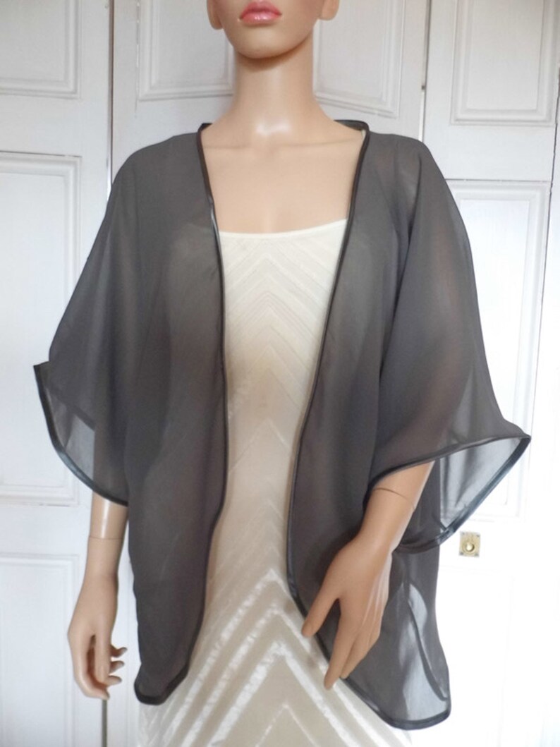 Pewter/grey Chiffon Kimono/jacket/wrap/cover-up/bolero With | Etsy