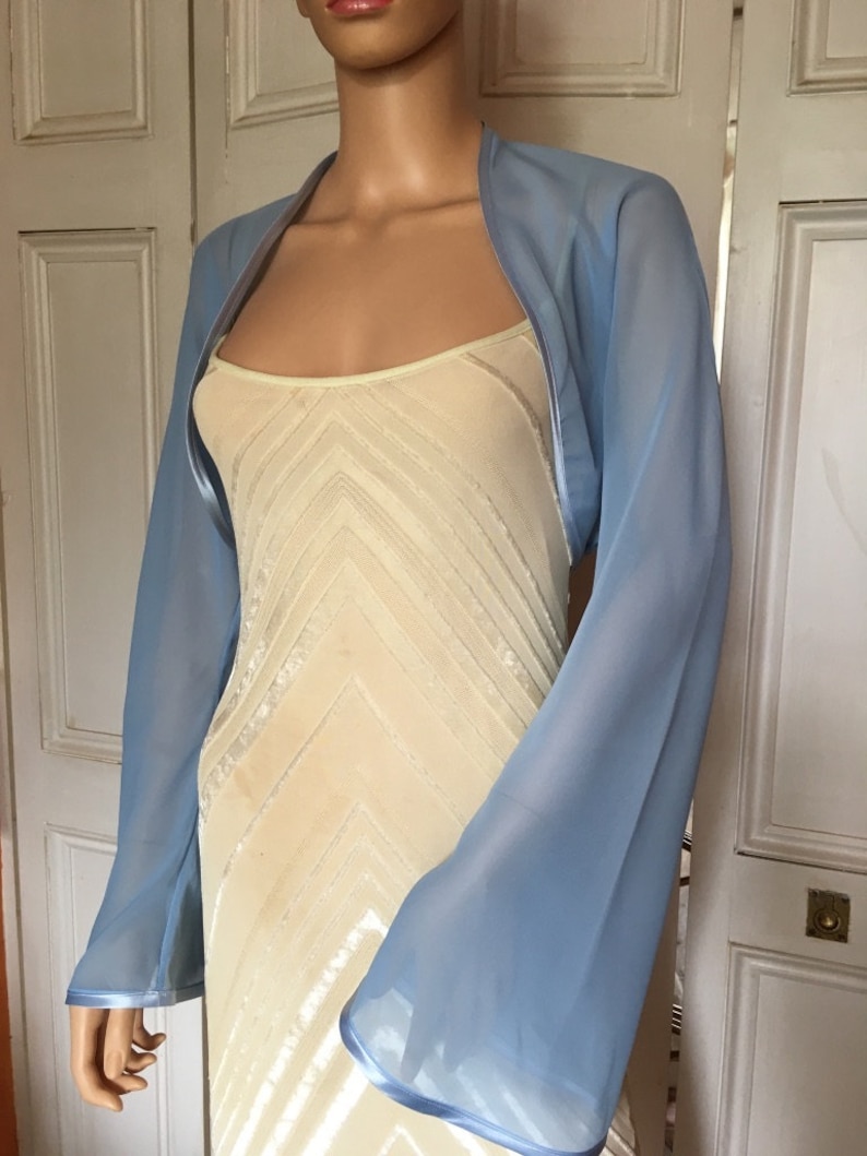 Light Blue Chiffon Long Flared Sleeve Bolero/shrug/jacket With Etsy