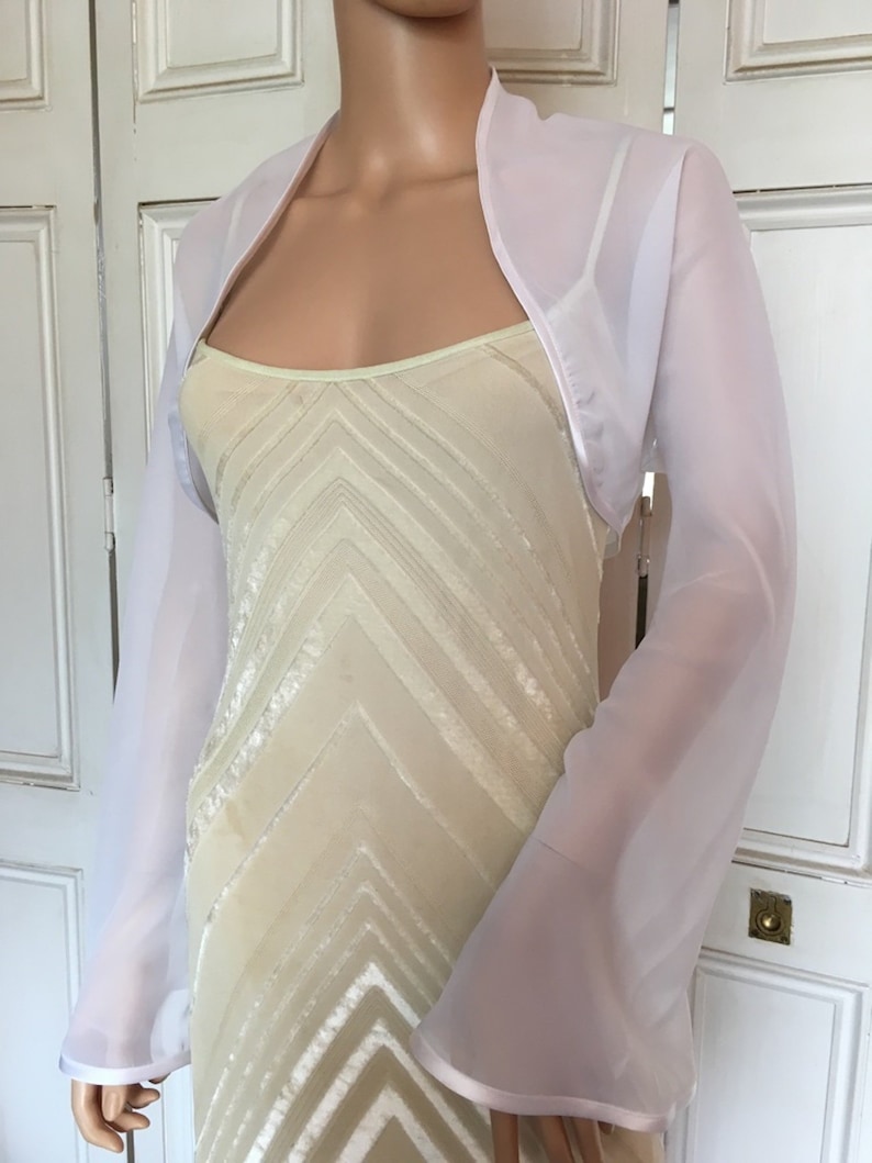 WHITE Chiffon Long FLARED Sleeve Bolero/shrug/jacket With Etsy