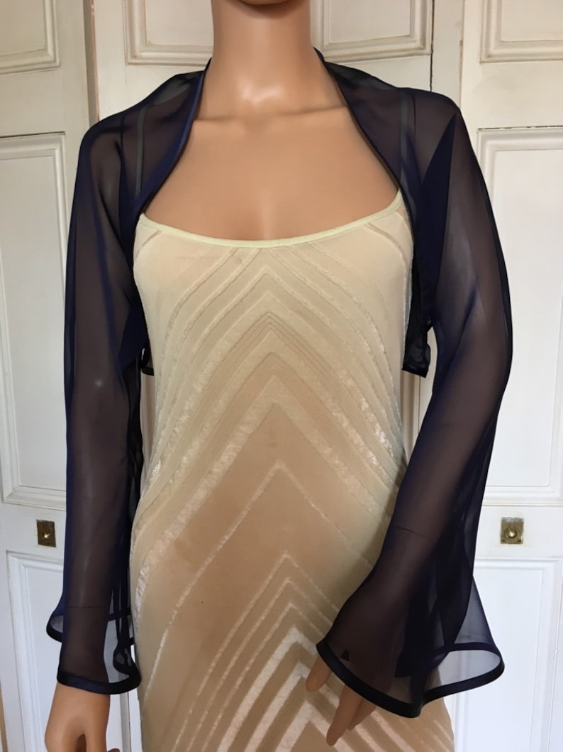 navy chiffon bolero jacket