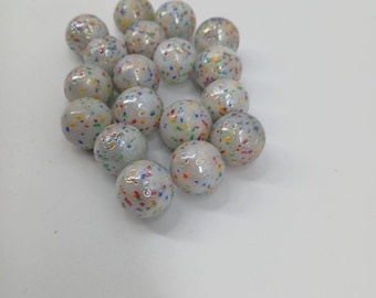 Vintage Confetti Glass Marbles Multi-Color confetti Speckled lot of 18