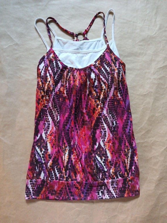 Vintage Y2K Weavers Cami Tank Top Womens M Pink Boho Millenial Aesthetic