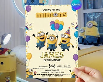 Editable Minions Birthday Invitation, Kids Party Invite (Digital Download)