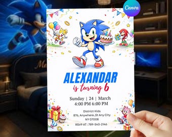 Sonic  Birthday Invitation, Sonic The Hedgehog Party Template, Shadow Boys Girls (Digital Download)