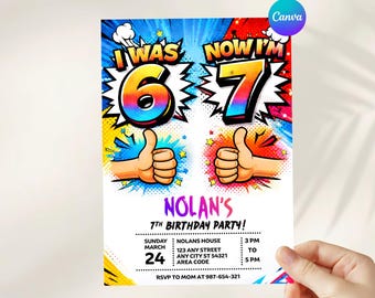 7th Birthday Invitation, Video Game Theme, Editable Template (Digital Download)