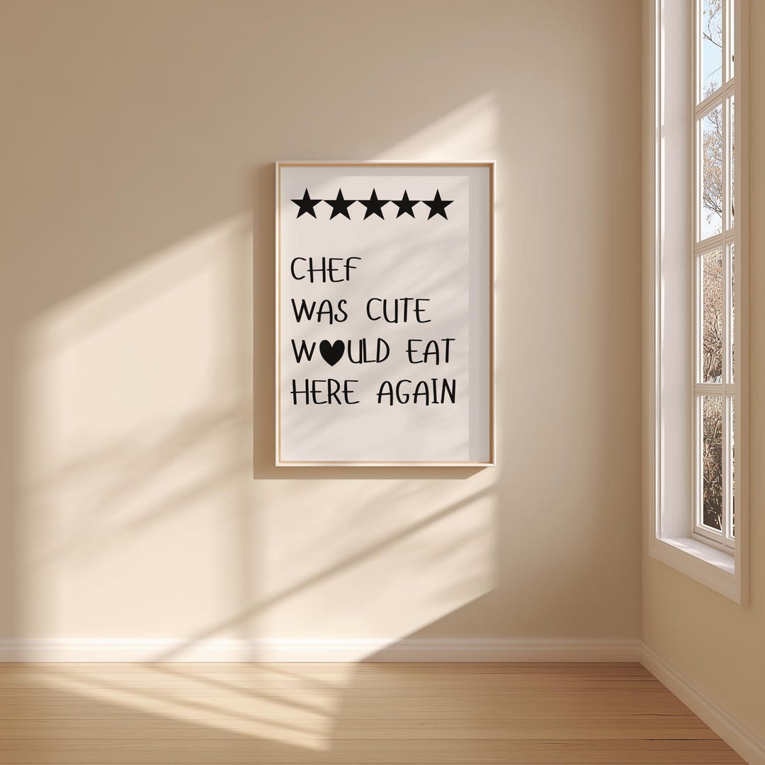 kitchen prints | 9 printables | trendy kitchen wall... Trendy Kitchen Wall Art: the ORIGINAL Chef Was Cute Print (digital ...