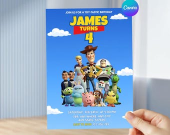 Toy Birthday Invitation, Editable Canva Template (Digital Download 5x7in)