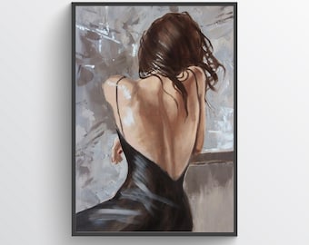 Poster Back in Black – Sensual Woman Wall Art Print