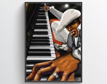 Jazz Pianist Art Print Elegant Music Lounge Wall Decor