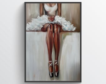Elegant Ballerina Art Print Minimalist Figurative Wall Decor Ballet Inspired Painting for Modern Interiors