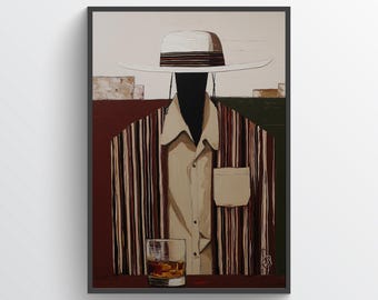 Mid Century Figure Art Print Elegant Lounge Style Wall Decor