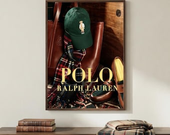 Ralph Lauren Polo Wall Art Print, Luxury Preppy Aesthetic Poster, Old Money Decor, Vintage Fashion Canvas, Country Club Style Wall Decor