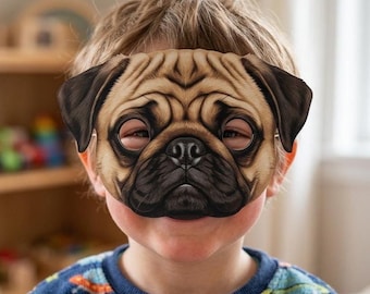 Easy, printable Pug Mask Costume for Adults and Children | Digital Download