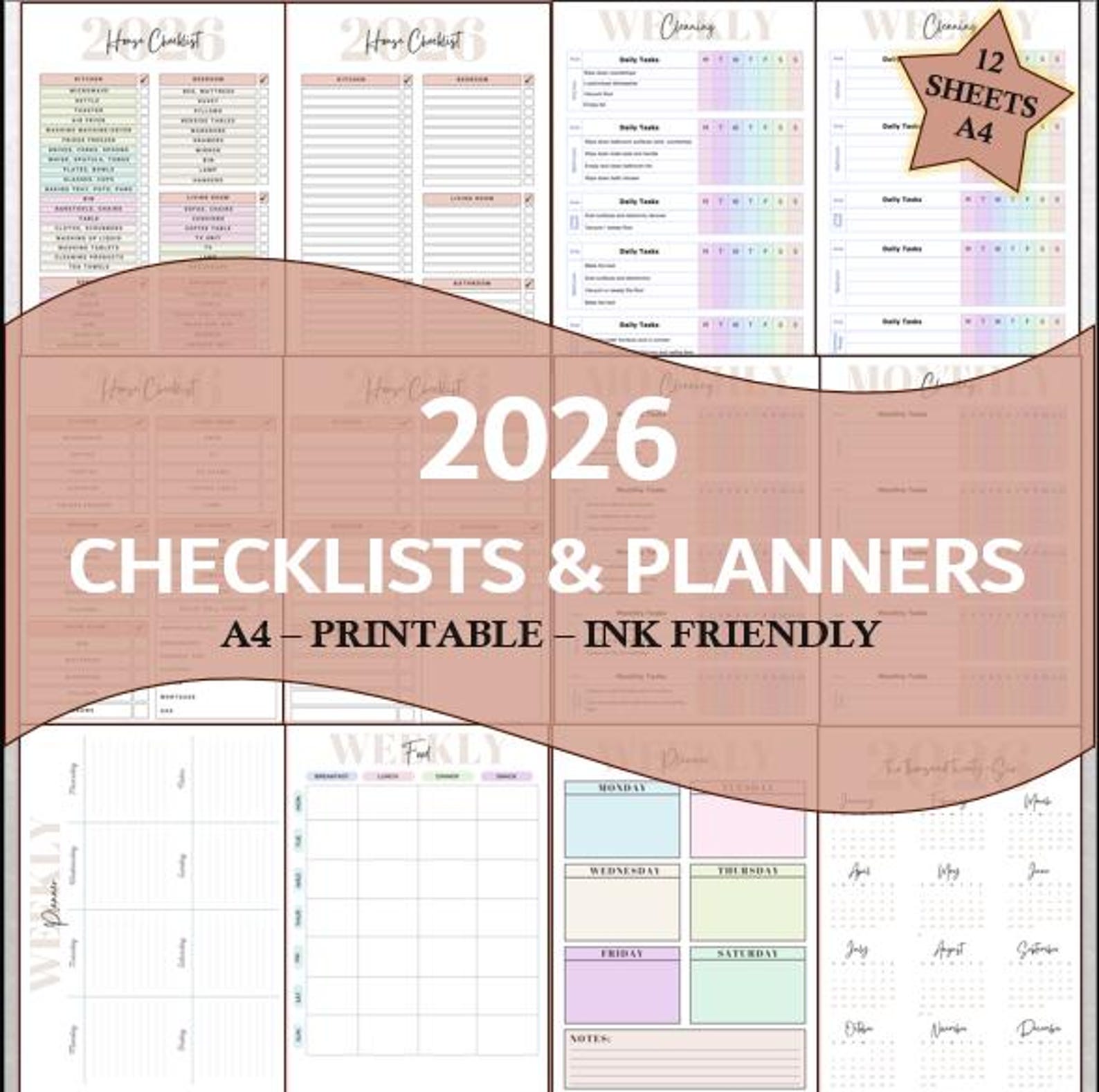 2026 Moving Checklist, Cleaning Checklist, Weekly Planner, A4 Printable ...