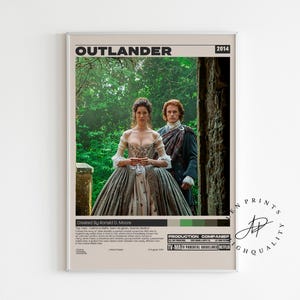 Poster di Outlander, stampa di film retrò, stile moderno di metà secolo, poster di serie TV retrò, poster di film minimalista, poster di film personalizzato, stampa artistica da parete