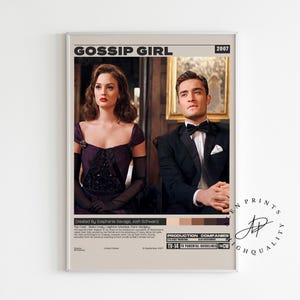 Gossip Girl Poster, Retro Tv Show Poster, Midcentury Modern, Retro Movie Print, Minimalist Movie Poster, Custom Movie Poster, Film Poster