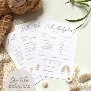 Hallo Baby Tip Kaart | Babyshower Spel | Invulkaart | Raadspel en Wensen voor de Babyshower | Digitaal Bestand | Printbaar PDF