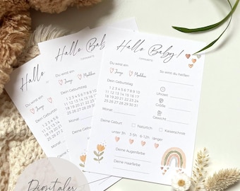 Hello Baby Tip Card | Baby Shower Game | Fill-in Card | Guessing Game and Wishes for Baby Shower | Digital File | Printable PDF