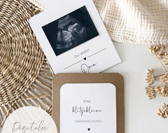 Tarjeta de anuncio de embarazo | Anunciando tu embarazo | ¡Vas a ser abuela, abuelo, tía, papá...! | Descarga instantánea | PDF imprimible