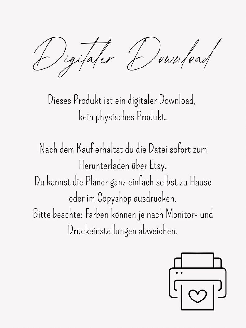 May include: Cream-colored digital download announcement with the words "Digitater Download" in elegant script. The text explains the product is a digital download, not a physical item, and can be downloaded from Etsy.