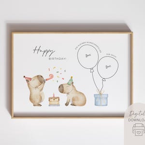 Regalo de cumpleaños | Cumplidor de deseos | Regalo de última hora para niños y adultos | Descarga instantánea en PDF para imprimir | Regalo de dinero de capibara imagen 2