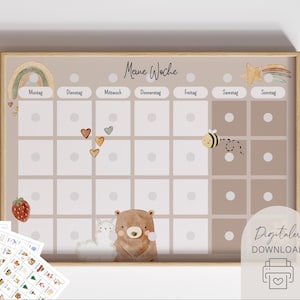 Morning & Evening Routine Bundle and Weekly Planner for Children (Bear) with Routine Cards | Routine Planner for Children | Digital File | Printable PDF image 3
