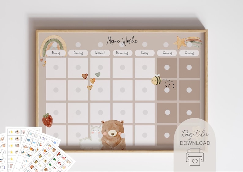 Morning & Evening Routine Bundle and Weekly Planner for Children (Bear) with Routine Cards | Routine Planner for Children | Digital File | Printable PDF image 3