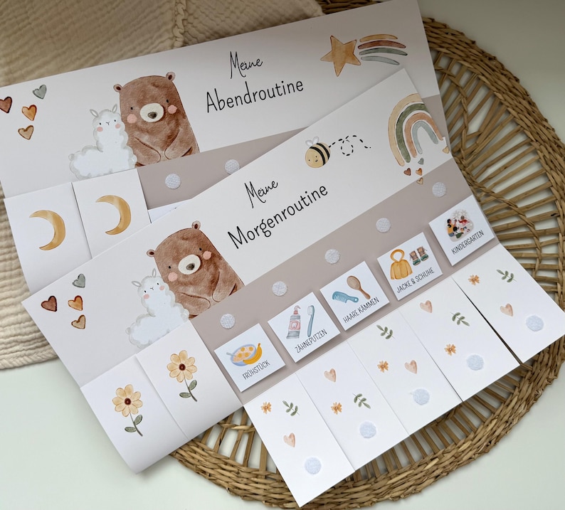 Morning & Evening Routine Bundle and Weekly Planner for Children (Bear) with Routine Cards | Routine Planner for Children | Digital File | Printable PDF image 2