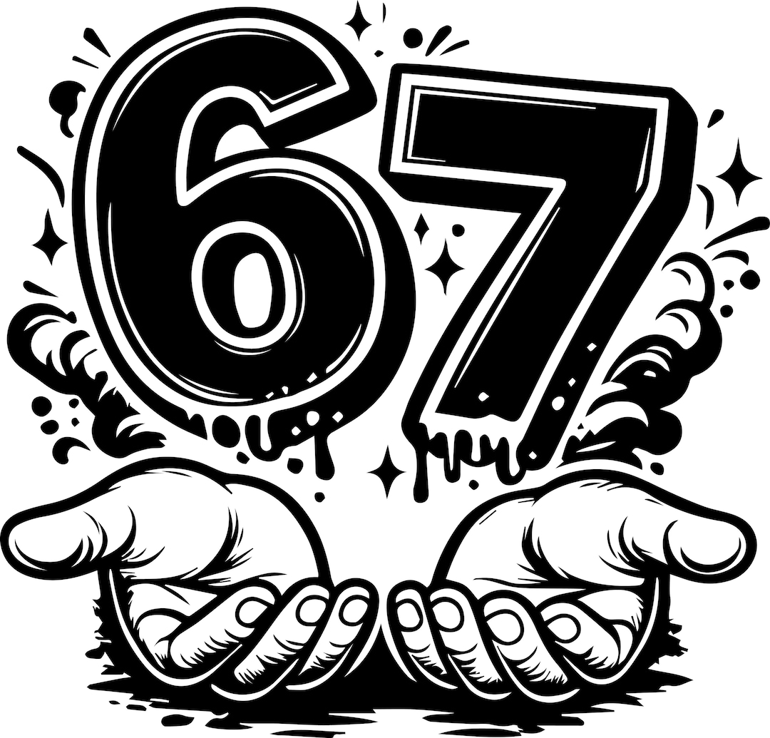 Funny 67 Meme SVG | Viral Number Hands Graphic (digital Download) - Etsy