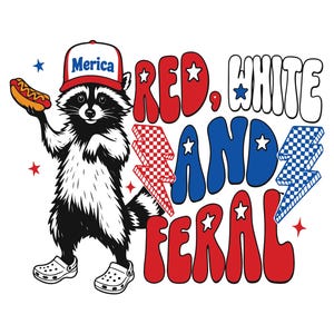 Rood wit en wild SVG-png | Grappige wasbeer VS-SVG | Patriottische dieren-svg | Svg van 4 juli | Cricut silhouet gesneden bestand