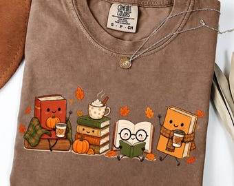 Fall Book Lover Sweatshirt, Cozy Reading Sweatshirt, Cute Autumn Books Crewneck, Pumpkin Coffee Bookish Sweater, Librarian Teacher Gift