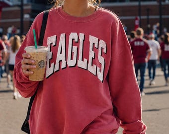 Custom School Mascot Sweatshirt, Personalized Team Spirit Shirt, Tigers Eagles College Style Crewneck, Teacher Game Day Gift