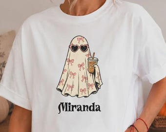 Personalized Halloween Ghost Shirt, Custom Name Spooky Tee, Cute Ghost T-Shirt, Witch Pumpkin Fall Shirt, Halloween Gift for Her