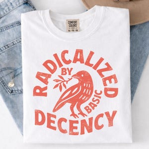 Radicalized By Basic Decency Shirt, Vintage Bird Graphic Tee, Social Justice Shirt, Progressive Quote, Aesthetic Unisex TShirt