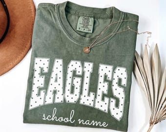 Custom School Mascot Shirt, Personalized Team Spirit Comfort Colors Tee, Polka Dot Teacher Shirt, Game Day Tee, Back to School Gift