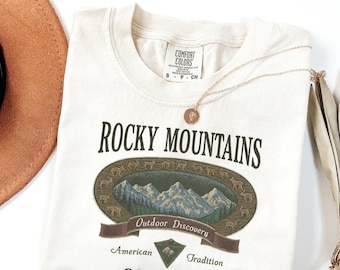 Rocky Mountains Shirt, Colorado Shirt, Vintage Mountain Tee, Hiking Shirt, Outdoor Graphic Tee, Adventure Shirt, Nature Lover Gift
