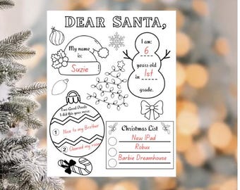 Printable Coloring Letter to Santa | Christmas Activity for Kids | DIY Santa Letter & Coloring Page | Holiday Fun for Children