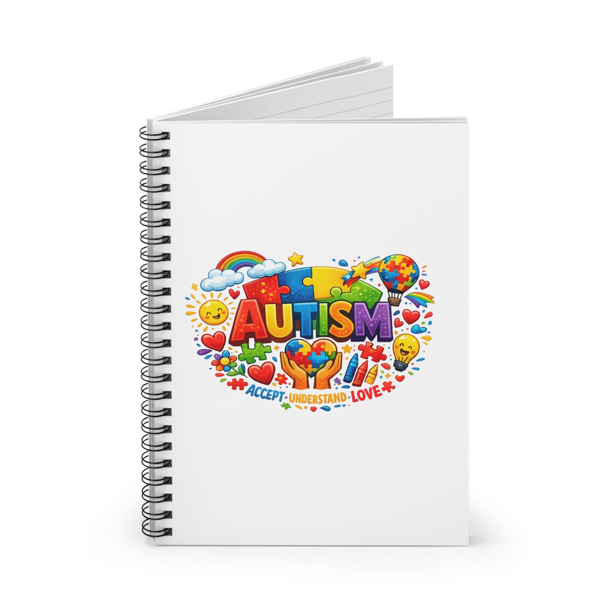 Autism Puzzle Heart Spiral Notebook | Ruled Line - Etsy