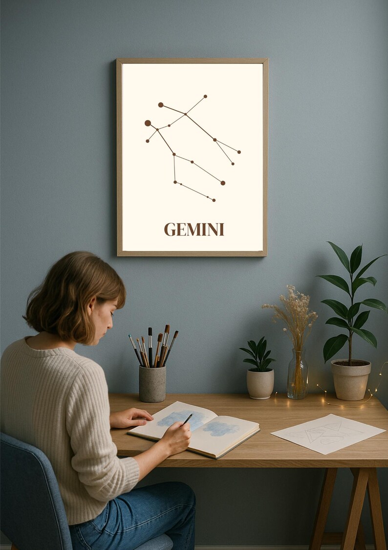 Gemini Constellation Printable Wall Art • Air Sign Zodiac Poster ...