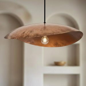 Handmade Copper Pendant Light, Rustic Dome Lighting, Boho Ceiling Light