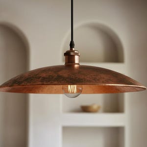 Handmade Copper Pendant Light, Rustic Dome Ceiling Fixture