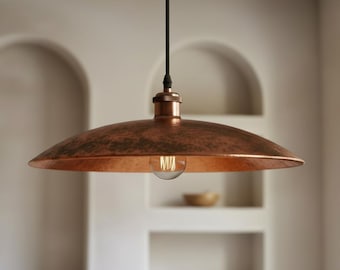 Handmade Copper Pendant Light, Rustic Dome Ceiling Fixture
