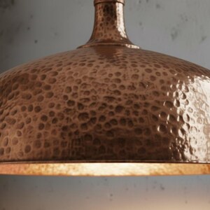 Copper Dome Lamp, Rustic Hanging Lamp, Hammered Pendant Light Fixture, Kitchen Island Lighting